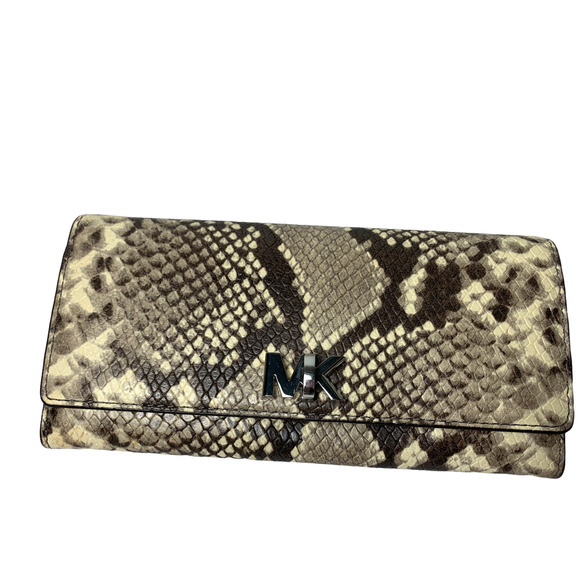 Michael Kors Handbags - NWOT Michael Kors MK Python Snake Print Long Envelope Wallet